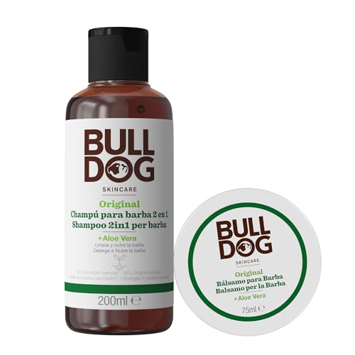 Bulldog - Cuidado Facial para Hombres - Kit Rutina Cuidado de Barba Larga, Champú & Acondicionador de Barba 200 ml + Bálsamo para Barba 75 ml