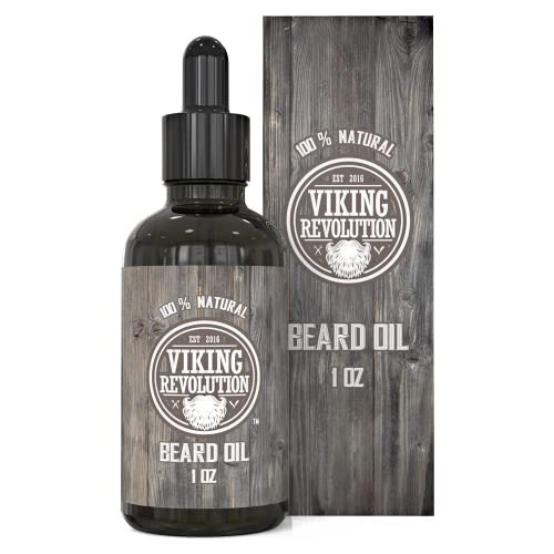 Viking Revolution Aceite para Barba Hombre - Aceite Barba Natural Sin Aroma - Argán y Jojoba - Suaviza y Fortalece la Barba - Tratamiento Cuidado de la Barba y Bigote - 1 Unidad - Aceite Barba Hombre