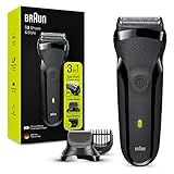 Braun Series 3 Afeitadora Eléctrica Hombre, Máquina de Afeitar Barba, 3 en 1 Shave & Style con Recortadora de Precisión, 5 Peines, 300 BT, Negro