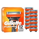Gillette Fusion 5 cuchillas de afeitar, 12 cuchillas de repuesto para maquinilla de afeitar húmeda para hombre con 5 hojas